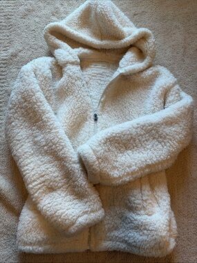 abercrombie kids Cream Sherpa Hooded Jacket